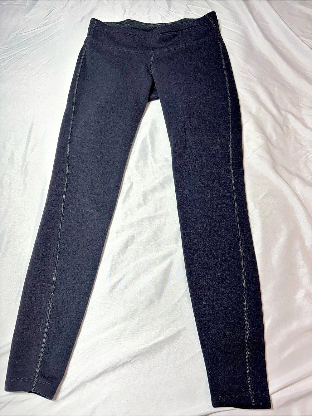Athleta Fleece Lined Leggings Small S Performance Winter Tights Zipper 13x28
